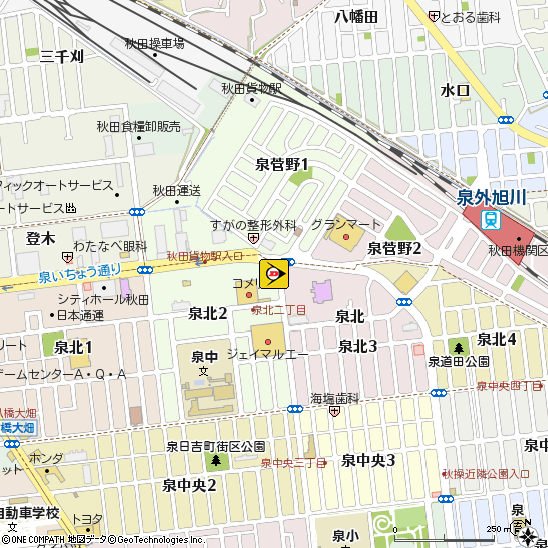 秋田中央タイヤ（株）付近の地図